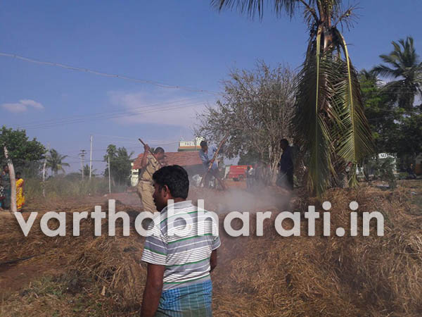 ಆನೇಕಲ್: ಹುಲ್ಲಿನ ಬಣವೆಗೆ ಬೆಂಕಿ